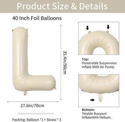 Biapian 40 Inch Giant Cream L Foil Balloons - Image 2