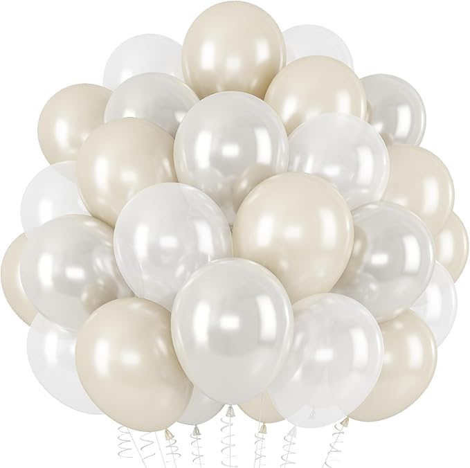 Pearl White Balloons, 50 Packs 12 Inch Pearl Double-Stuffed Balloons by Togvu