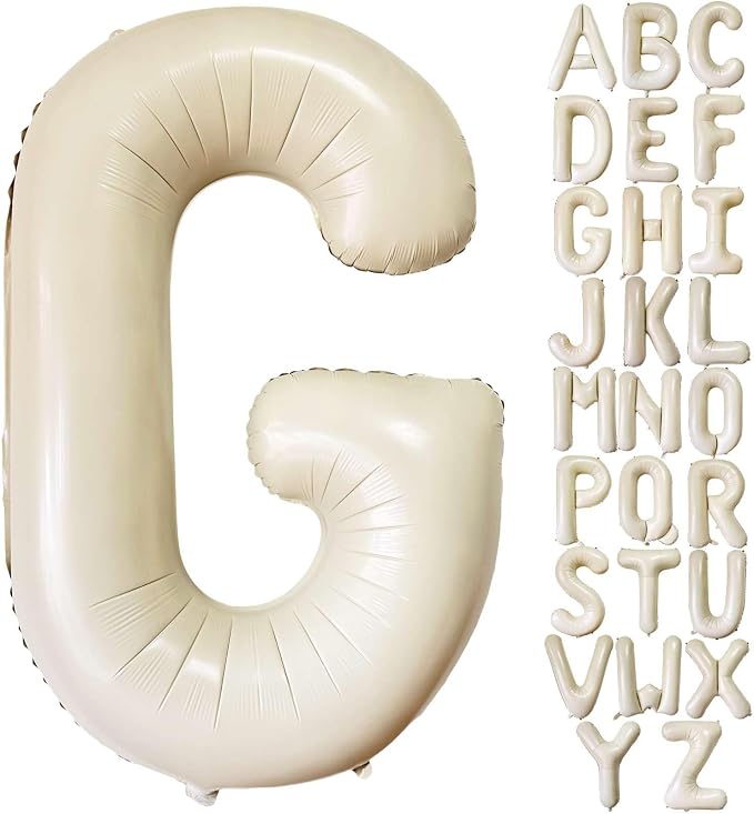 Cream White Letter G Balloons, 40 Inch Giant Letter Balloons G Foil Mylar by Lovoir