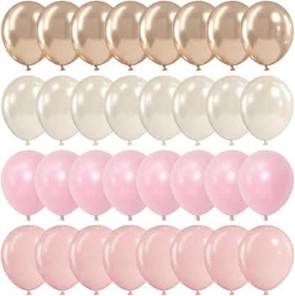 Pink and Gold Balloons, 12 Inch Double Stuffed Pearl Light Baby Pink and - Image 9