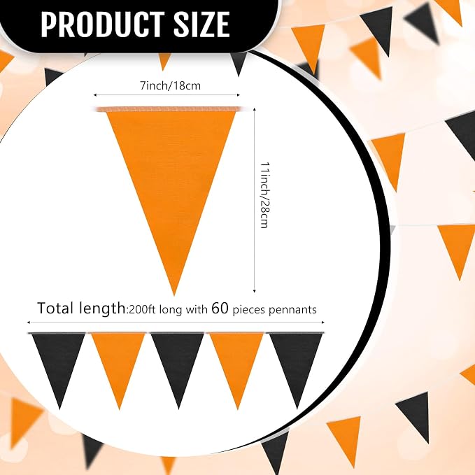 Tatuo 200 Feet Solid Pennant Banners Flags String Triangle Hanging DIY Bunting - Image 2