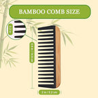 2 Pcs Bamboo Wide Tooth Comb - Anti-Static Wooden Wide Tooth Comb for Women, Detangling Hair Comb for Curly/Wet/Thick Hair with Bakelite Teeth