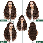 Chocolate Brown 13x6 HD Lace Front Wigs Human Hair Body Wave Wig Lace Frontal Pre Plucked New Trend M Hairline Lace Frontal 200% Density Colored Brown Wigs Human Hair For Women 26 Inch