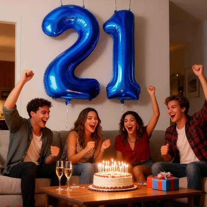 Laser Navy Blue Number 21 Balloons 40 Inch Giant Number Dark Blue 21 Foil Mylar - Image 5