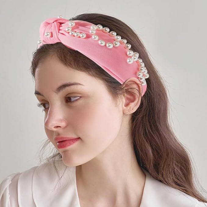 Headbands for Women,Non-slip Hair Accessories Wide Hair Band with Pearl Accessories for Valentine's Day Gift,Birthday,Party