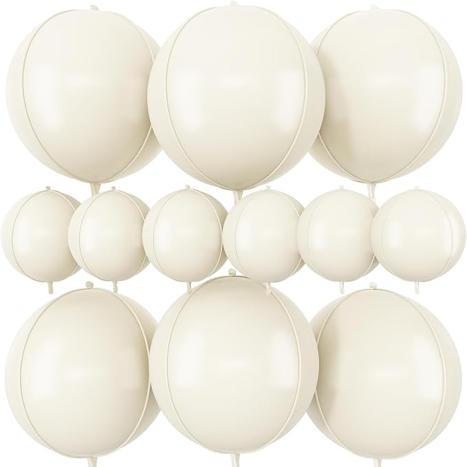 12Pcs Cream White Round Foil Balloons by vibzox