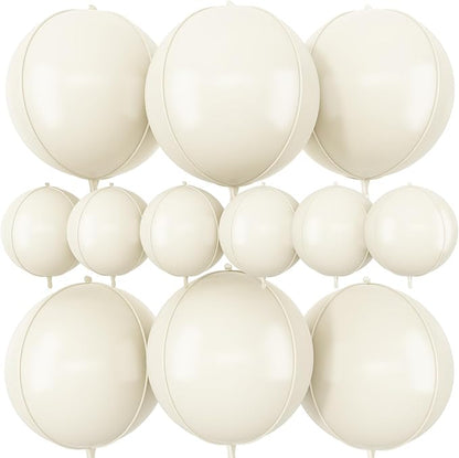 12Pcs Cream White Round Foil Balloons by vibzox