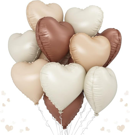 Cream Brown Heart Balloons by TAOYE