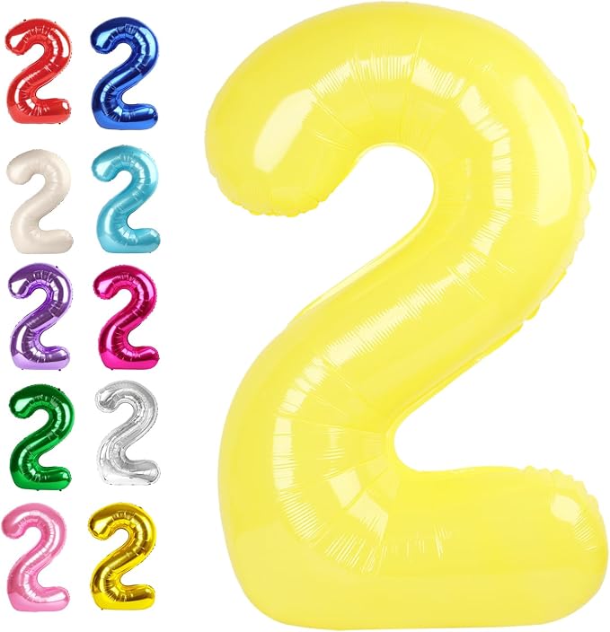 Yellow Number 2 Balloon 40 inch, Balloon numbers party supplies, deco photo by Upgesy