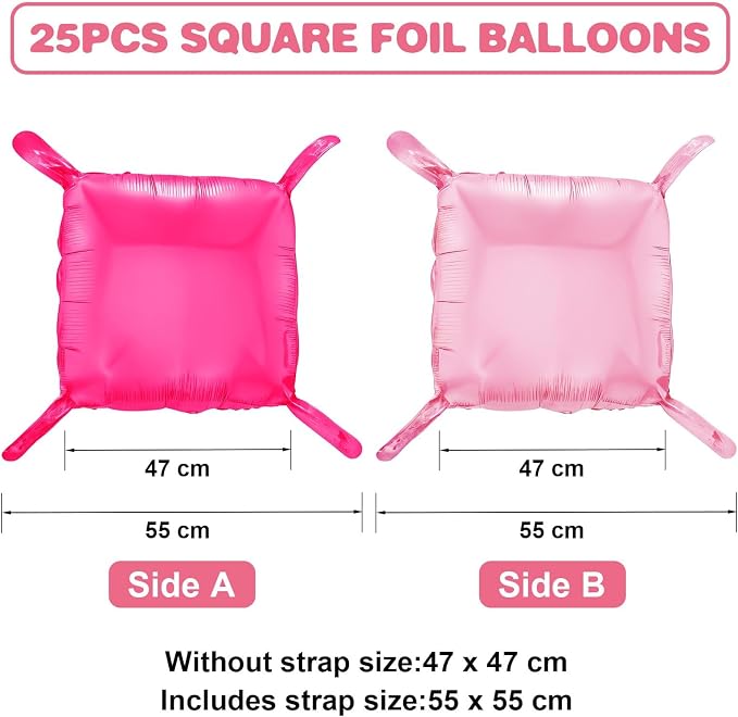 Hot Pink Square Foil Balloon Wall - Image 2