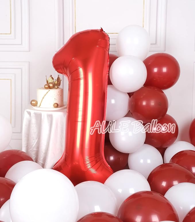 AULE 40 Inch Red 1 Balloon Number Foil 0-9 Birthday Big Numbers | Birthday - Image 4