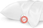 Bedsure Satin Pillowcases, Similar to Silk Pillow Cases Queen Size Set of 2, Pure White Cooling Pillow Case for Sleeping Women with Envelope Closure, Gifts for Women Men, 20x30 Inches, 2pcs