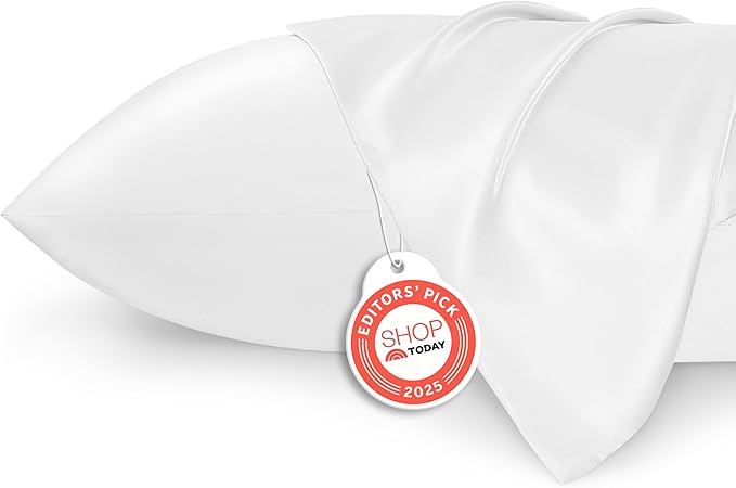 Bedsure King Size Satin Pillowcase Set of 2 - Pure White Silky Pillow Cases for Hair and Skin with Envelope Closure, Similar to Silk Pillow Cases, Gifts for Women Men, 20x36 Inches, 2pcs