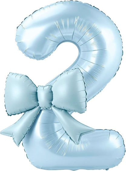 40 Inch Number 2 Balloon with Bow, Coquette Aesthetic Foil Balloon by Unknown