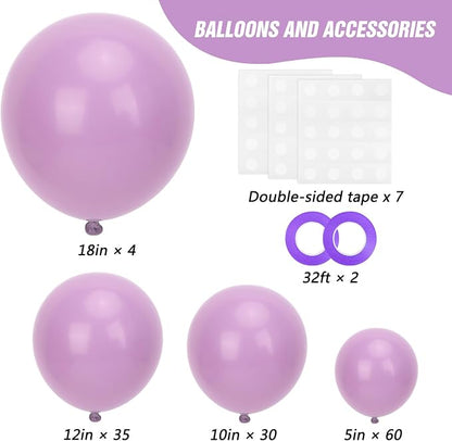 RUBFAC Dusty Purple Balloons 129pcs Different Sizes Pack of 18 12 10 5 Inch | - Image 2