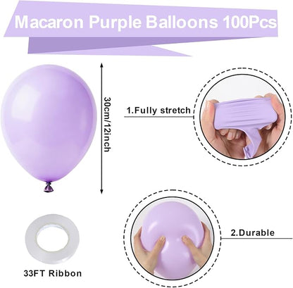 Patimate Light Purple Balloons 100pcs 12 Inch Pastel Purple Latex Balloons | - Image 3
