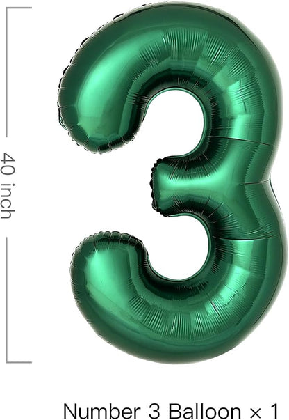 Dark Green Number 3 Balloons Large Emerald Green Number Balloons 40 Inch Jungle - Image 2
