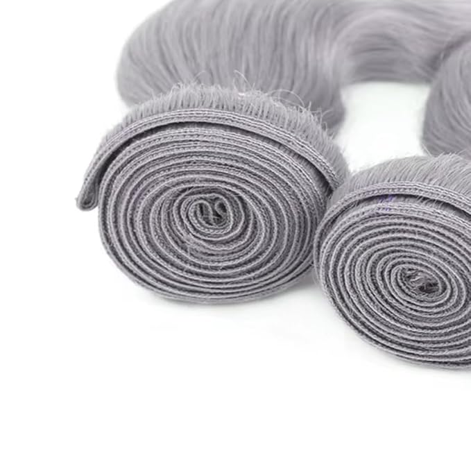 26 28 30 Inch Grey Body Wave Bundles Human Hair Light Grey Bundles Silver Human Hair Bundle Double Weft Virgin Remy Pure Grey Body Wave Bundle