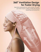 Hair Dryer Bonnet for Women, Large Hooded Attachment for Long Curly Braided Hair, Speeds Up Drying & Deep Conditioning, Fits All Head Sizes, Rose Gold (Extra Large)