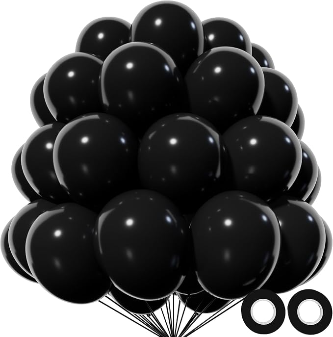 Black Balloon 110pcs, 12 Inch Thickened Latex Party Balloons Helium Bright Color by Kawkalsh