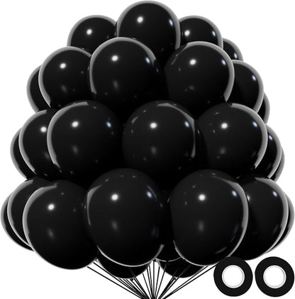 Black Balloon 110pcs, 12 Inch Thickened Latex Party Balloons Helium Bright Color by Kawkalsh