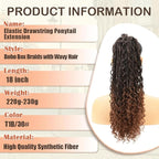 Drawstring Ponytail for Women 18 inch Boho Box Braids with Long Wavy Hair Clip in Ponytail Extension Synthetic Hair Extensions Ponytail for Daily Use (T1B/30#, 18 Inch)