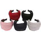 LONEEDY 5 Pack Wide Hard Headband with Teeth for Women, Girls’s Hair Band Pleated Cloth Fabric Hair Hoop Accessories (Mixed colors A)