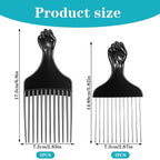 4 Pcs Hair Picks for Curly Hair, Plastic and Metal Hairs Pick for Black Men Wide Tooth Afro Pick Comb Detangling Wig Braid Hairs Styling Tool Hairdressing Styling Tool (Black)