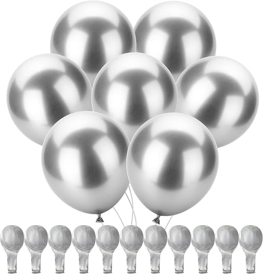 Mr. Pen- Metallic Balloons, 12 Inch, 54 Pack | Latex Metallic Silver Balloons by MrPen