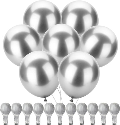 Mr. Pen- Metallic Balloons, 12 Inch, 100 Pack | Latex Metallic Silver Balloons by MrPen