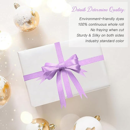 Purple Ribbon for Gift Wrapping 3/8 in 25 Yards Satin Christmas Ribbon for Hair - Image 4