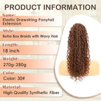 Drawstring Ponytail for Women Boho Box Braids with Long Wavy Hair Ponytail Extension Synthetic Hair Extensions Ponytail for Daily Use (30#, 18 Inch)