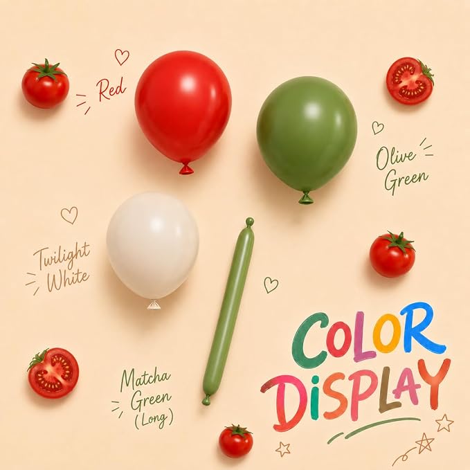 Red and Green Tomato Balloons Arch Kit - Image 4