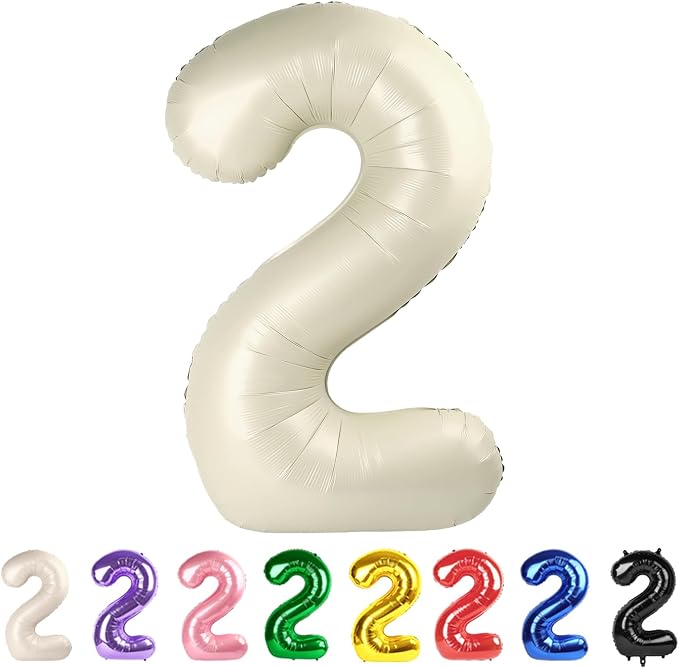 2 Balloon Numbers 40Inch Two Balloons Cream Party Decorations by Mluchee