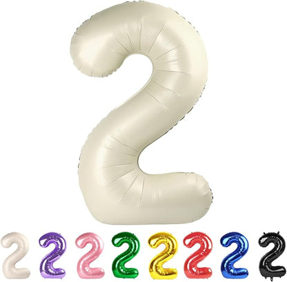 2 Balloon Numbers 40Inch Two Balloons Cream Party Decorations by Mluchee
