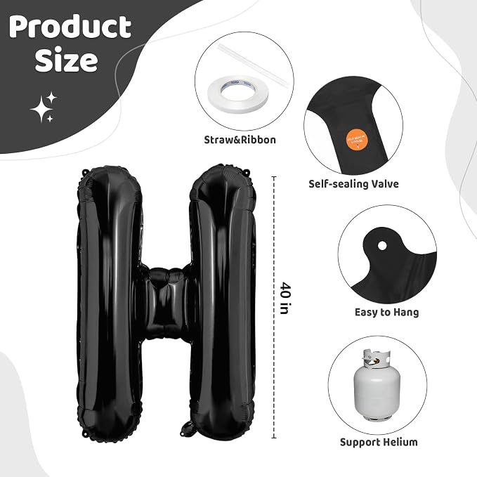 Black HOME Balloons, 40 Inch HOME Letter Balloons Home Balloon Banner - Image 2