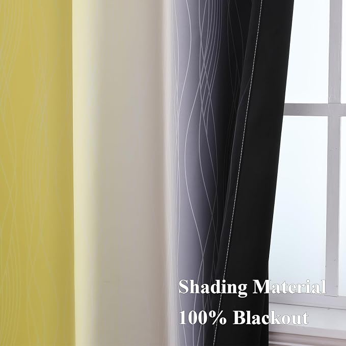 Black and Yellow Gradient Blackout Curtains - Image 5