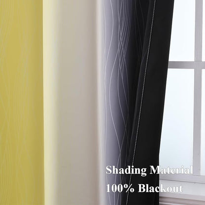 Yellow and Black Ombre Blackout Curtains - Image 5