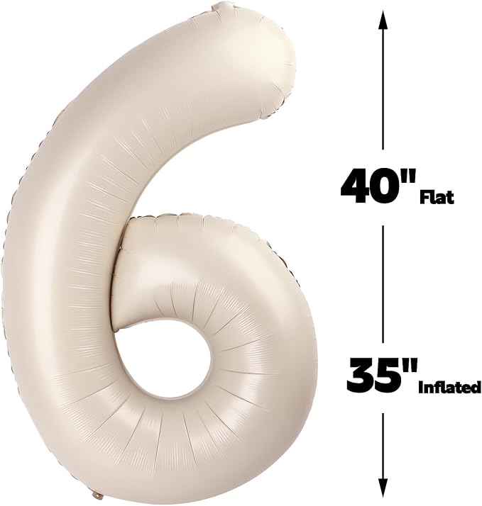 40 Inch Cream White Mylar Foil Number 26 62 Birthday Balloon, 26 Boy Girl Party - Image 3