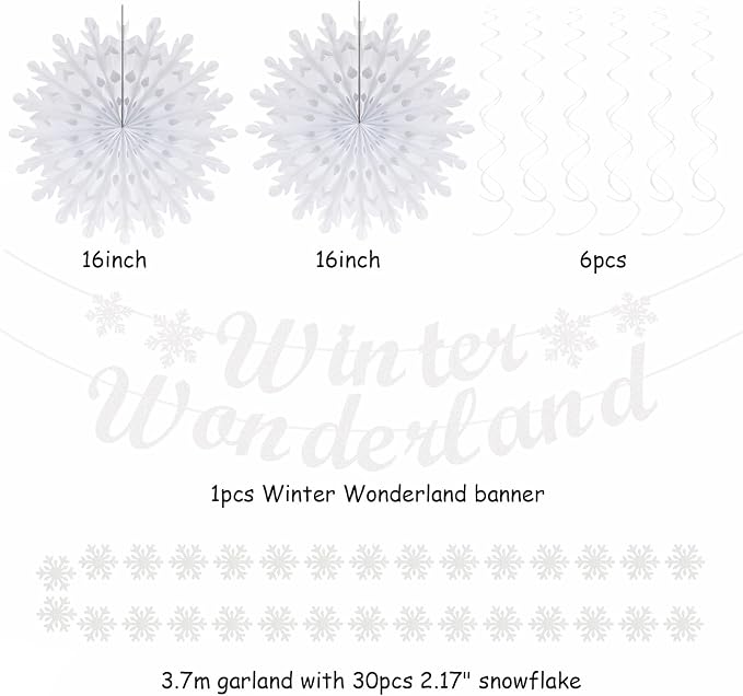 Winter-Wonderland Christmas-Snowflake White Party-Decorations - Image 6