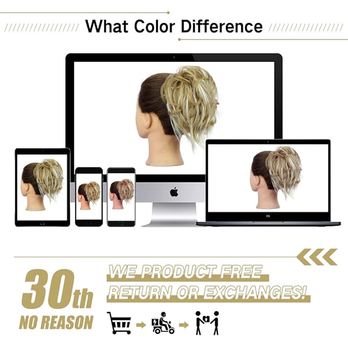 HMD Tousled Updo Messy Bun Hairpiece Hair Extension Ponytail with Elastic Rubber Band Updo Ponytail Hairpiece Synthetic Hair Extensions Scrunchies Ponytail Hairpieces for Women