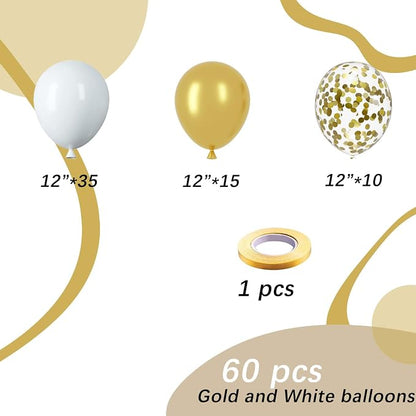 White and Gold Latex Balloons, Baby Shower Party Decorations - Image 2