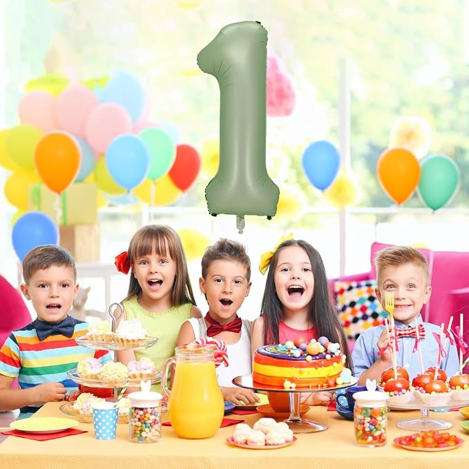 Number 1 Balloon, 40-Inch Sage Green Number Balloon | 40-inch foil balloon - Image 3