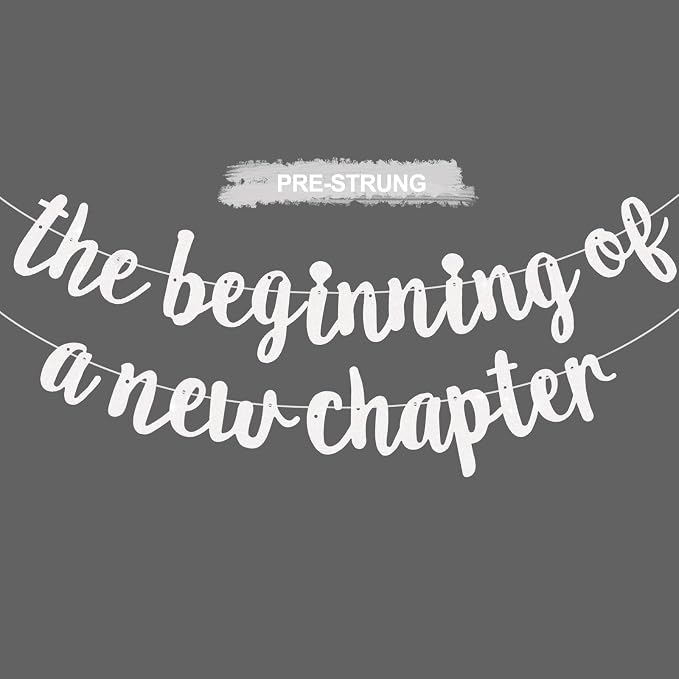 BEISHIDA White Pre-Strung Glitter The Beginning of A New Chapter Banner | by Beishida