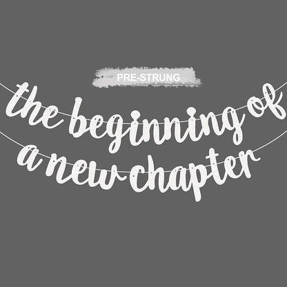 BEISHIDA White Pre-Strung Glitter The Beginning of A New Chapter Banner | by Beishida