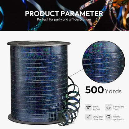 500 Yards Shiny Metallic Black Curling Ribbon - Image 2