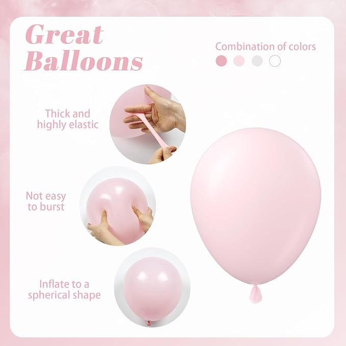 60pcs Pink and White Balloons 12inch - Image 3
