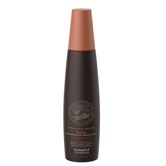 Tweak’d by Nature - Restore Revitalizing Hair Treatment Mist, Heat Protectant for Hair Spray, Leave In Treatment with Argan Oil for Healthy Shine, Sulfate Free, Paraben Free (6oz)