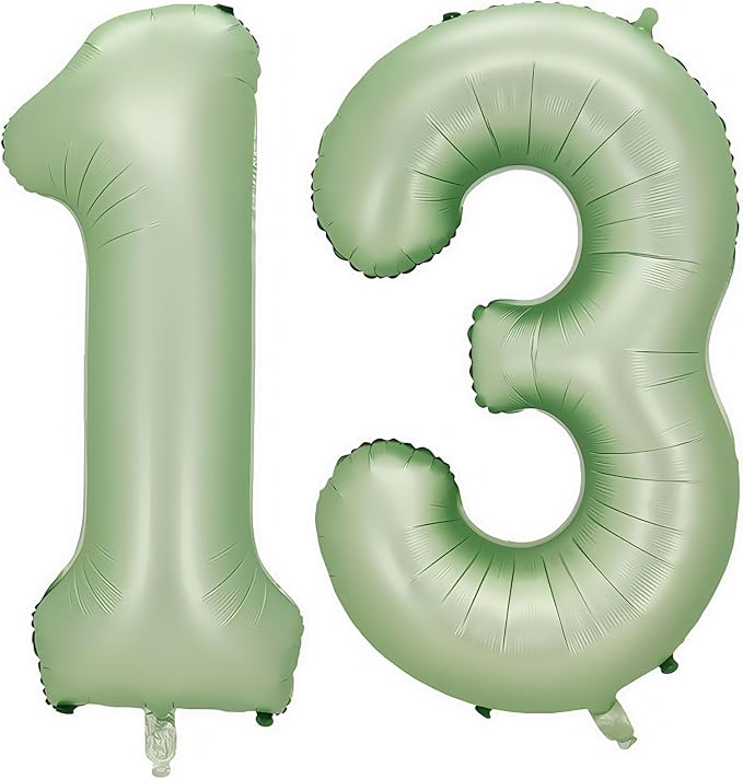 Sage Green Number 13 Balloon, 13 Balloon by BBPOOL