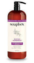 Soapbox Biotin Shampoo, Biotin & Collagen Super Fruit Shampoo for Thin, Fine, Thinning Hair | Volumizing & Repairing to Promote Hair Growth, Strength, Fullness, 1 Liter Pump Bottle